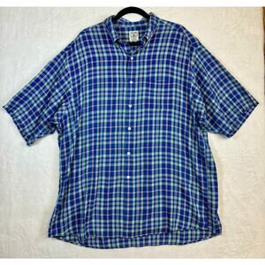 Brooks Brothers XL Sport Shirt All Cotton Plaid Button Up Short Sleeve